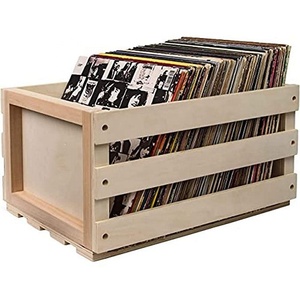 Holds up to 75 Albums Record Storage Crate wooden record box