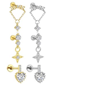 Fashion Stud Earrings <b>Titanium</b> Alloy Star Shape Claw Setting Party Jewelry - Product Image 3