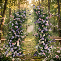 Décoration d'événements en gros : Arche de mariage et toile de fond en fleurs artificielles en soie, réalistes et colorées