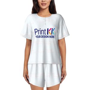 Conjuntos de pijama de manga corta con cuello redondo para mujer con imagen personalizada - Product Image 4
