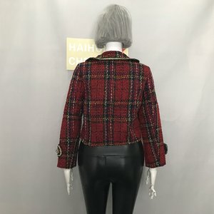Cappotti da <span class=keywords><strong>donna</strong></span> a caldo Plaid doppiopetto con colletto Slim-fit <span class=keywords><strong>blazer</strong></span> personalizzato <span class=keywords><strong>blazer</strong></span> <span class=keywords><strong>Tweed</strong></span> <span class=keywords><strong>blazer</strong></span> da <span class=keywords><strong>donna</strong></span> - Product Image 3