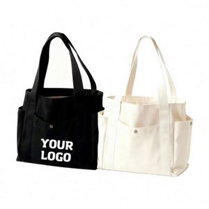 Custom Professional Style <b>Large</b> Capacity Silk Screen <b>Printed</b> Canvas Shoulder Logo Wholesale High Quality Promotional Bag - Product Image 1