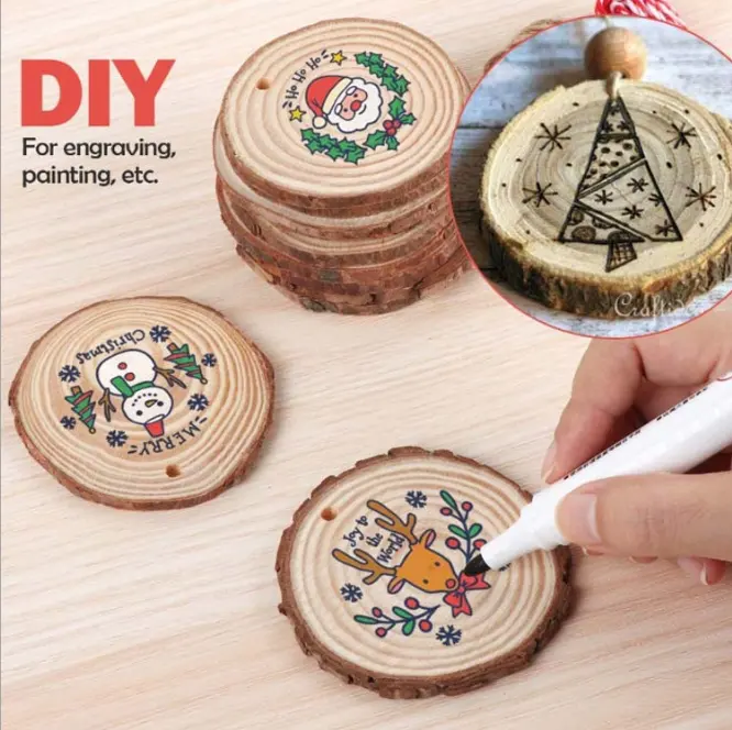 Natural pine round wood piece for DIY painting or decoration