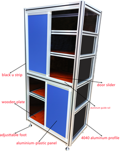 Cadre de panneau de cabinet métallique personnalisé OEM, profilés en aluminium à rainures en T, profilés en aluminium pour armoires, étagère de rangement mobile, présentoir - Product Image 2