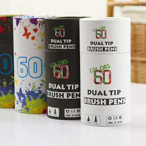 2025 double pinceau stylo ensemble polyvalent 60 couleurs <span class=keywords><strong>aquarelle</strong></span> peau marqueur pratique papier carte cylindrique Tube emballage Art dessins - Product Image 2