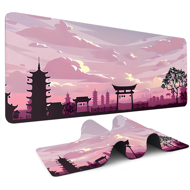 Anime XL Large Anti-Slip Rubber Gaming Desk Mat & Mousepad with Stitched Edges Customizable Thickness Stock Available