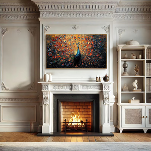 Dipinto a Olio 3D Personalizzato di Pavone Dorato su Tela, Arte Moderna Impressionista Dipinta a Mano, Decorazione di Lusso per Pareti - Product Image 5