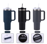 Tasse en acier inoxydable de 40oz avec logo personnalisé avec paille 2.0 gobelet tasses à café de voyage pour cadeaux de Noël à revêtement métallique de voyage