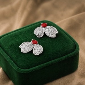 Pendientes de Mariposa con Diamantes y Rubíes en Oro Blanco de 18K Xinfly para Mujer, Asimétricos, Elegantes, Joyería Fina, Listos para Enviar - Product Image 4