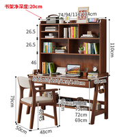Bureau d'étude en bois massif avec étagère haute et hauteur réglable pour enfants et bureau à domicile - Vente en gros