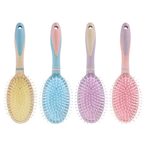 Oval Hairbrush With <b>Cushion</b> Nylon Bristles For <b>Long</b> Hair Massage Styling Pink Yellow Blue Purple 4 Colors - Product Image 1