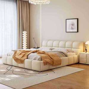 <span class=keywords><strong>Letto</strong></span> <span class=keywords><strong>matrimoniale</strong></span> (1,8m) imbottito di lusso, ecologico, moderno, minimalista, in tessuto tecnologico, color crema, famoso su Internet - Product Image 3