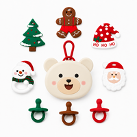 Étui à sucette en silicone personnalisé OEM avec boucle de suspension - Porte-sucette bébé motif ours mignon pour la vente en gros