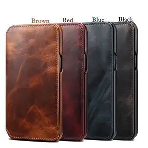 Wholesale Flip Type Cowhide Card Leather Protective Phone Case For iPhone 13 12 11Pro Max Mini
