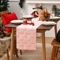 Chemin de table de Noël moelleux, motif sapin de Noël, décorations en peluche douillettes, motif étoile, pour les fêtes de fin d'année à la maison