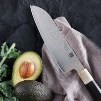 Ensemble de couteaux de cuisine tout-en-un en acier Damas : Santoku 7 pouces, couteau utilitaire 6 pouces et couteau d'office 4,5 pouces pour la cuisine quotidienne