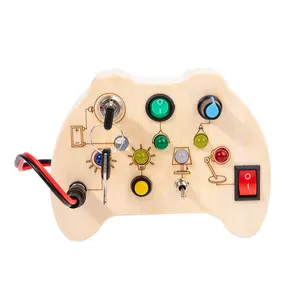 children wooden button circuit board busy board educational science kids education toys power switch busy board