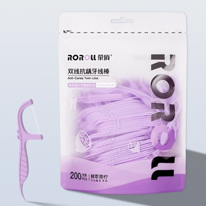 Palo de hilo dental de doble rosca para limpieza de dientes antiplaca personalizable, 200 Uds. Por bolsa, microfibra Extra fuerte, menta - Product Image 1
