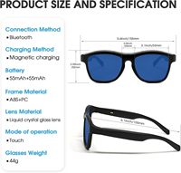 Lunettes Intelligentes GV-90 UV400 3D (Verres Vert Magenta) avec Teinte de Lentille Réglable Électroniquement, Étanchéité IP67 5.4, Fonction Push