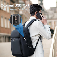 Sac à dos de voyage extensible pour ordinateur de 17 pouces pour hommes Sac d'ordinateur portable noir ergonomique de haute qualité