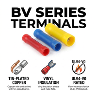 Conectores de Empalme Aislados de Vinilo 22-2 AWG, Terminales de Crimpado de Alambre de Cobre Electrolítico Estañado, Serie UL94-V0 BV, Rojo y Azul