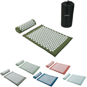 Commercio all'ingrosso Eco Friendly lino naturale agopuntura tappetino regalo dietro il collo dolore massaggio per la digitopressione tappetino e cuscino Set - Product Image 1