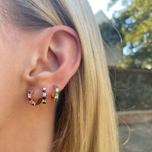 ROXI S925 Argent Sterling Boucles d'oreilles créoles classiques tendance avec micro-zircons - Product Image 5