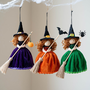 Set di <span class=keywords><strong>3</strong></span> Decorazioni da Appendere per Halloween, <span class=keywords><strong>Streghe</strong></span> in Tessuto con Scope per Decorazioni Festive - Product Image 1