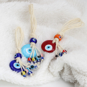 Kingcome, nueva cuerda trenzada, colgante de ojo del <span class=keywords><strong>diablo</strong></span>, ojos azules de pavo, amarillo, blanco, ojos malvados, colgante de cuerda de cáñamo - Product Image 3