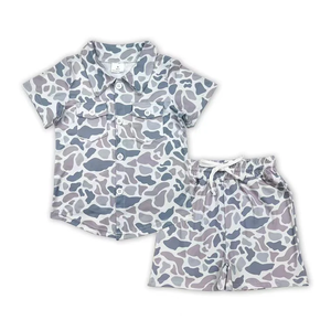 Ensemble de vêtements d'été pour garçons, t-shirts à poches camouflage, hauts et shorts - Product Image 5