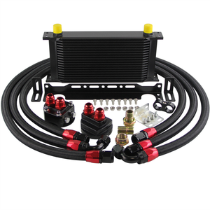 Universal 19 Row AN10 <strong>Oil</strong> Cooler <strong>Kit</strong> <strong>Relocation</strong> Adapter Bracket <strong>Kit</strong> Black - Product Image 1