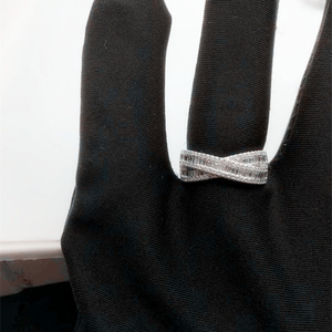 Ưa Thích Chéo Xếp Chồng Nhẫn Ngắn Gọn Phong Cách Sang Trọng Sáng Bóng Tròn Và Quảng Trường Kim Cương Có Hình Dạng 18K Tinh Khiết Vàng Engagement Ring - Product Image 5