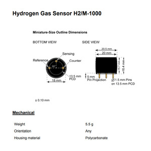 เซ็นเซอร์ก๊าซไฮโดรเจน H2/M-1000 0-1000 ppm แบบเคมีไฟฟ้าเพื่อความปลอดภัยและอุปกรณ์พกพา - Product Image 3