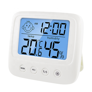 Termômetro e higrômetro digital lcd, sensor de temperatura e umidade digital lcd estação meteorológica com relógio - Product Image 1