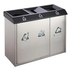 Recipiente de basura en forma de arco negro, separador de residuos, bote de basura y cubo de reciclaje combinado