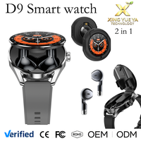Set Jam Tangan Pintar D9 dan Earbuds 2-in-1 TWS Nirkabel, Layar 1,46 Inci, Tahan Air IP67, Pelacak Kesehatan dan Olahraga, Android IOS