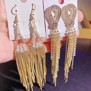 Mixed Wholesale Luxury Exaggerated <b>Earrings</b> 925 Silver Needle Long Tassel <b>Earrings</b> Diamond Bow Rhinestone Crystal Earing Drop - Product Image 5