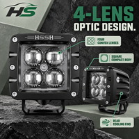 Lumière de travail LED HSSH 3x3 pouces 20W carrée IP69K avec optique à lentille Osram, projecteur et diffuseur, lumière auxiliaire tout-terrain pour ATV, UTV, camion, SUV