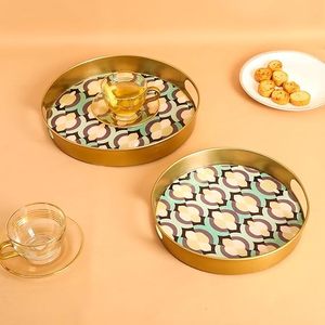 Plateau décoratif en métal pour la décoration de la maison, élégant pour servir et présenter, idéal pour la table basse, la salle à manger, la coiffeuse ou l'entrée - Product Image 4