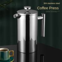 Cafetière à piston de camping, cafetière de voyage, cafetière à piston portable à double paroi isolée en acier inoxydable