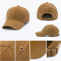 Casquette de baseball en velours côtelé personnalisée, vintage, 6 panneaux, logo brodé, réglable, unisexe, fournisseur OEM ODM