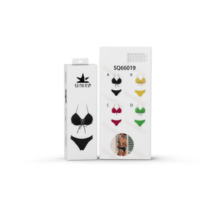 Set Bikini Hdj SQ66019 Nero Giallo Rosso Verde Taglie 42 44 46 48 Top e Slip a Stringa Costume da Bagno Donna Due Pezzi Elasticizzato Lavorato a Maglia - Product Image 1