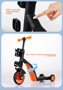 Monopattino <span class=keywords><strong>3</strong></span> in 1 in Acciaio con Ruote in PU, Carrello Giocattolo e Bici Senza Pedali per Bambini con Maniglia di Spinta - Product Image 4