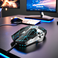 Souris de jeu filaire USB K-snake Q7 RGB illuminée 4000 DPI avec câble de 1,5 m, 7 boutons, 7 couleurs lumineuses pour ordinateur de bureau