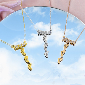 Vendita calda collana nome personalizzato per <span class=keywords><strong>la</strong></span> mamma in acciaio inox catena a maglie con il piede del bambino festa della mamma regalo da <span class=keywords><strong>Nana</strong></span> - Product Image 4