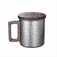 Tasse de camping en titane pur martelé, gobelet portable pour eau, thé, café, utilisation en extérieur et en voyage