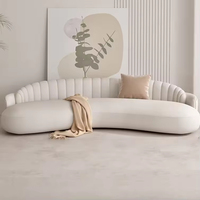 Canapé d'angle moderne en tissu courbé couleur crème, très confortable pour les petits appartements, les salons, les hôtels, les gymnases et les instituts de beauté
