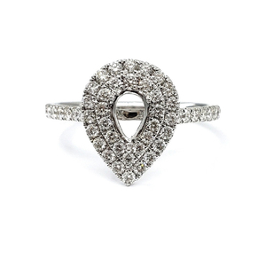 Fabricant chinois Vente en gros Or blanc 18 carats Diamant véritable Forme de poire Solitaire Bague de fiançailles semi-montée en grosse pierre pour femme - Product Image 1