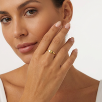 YF3570 Modischer Minimalistischer Wasserdichter Schmuck 18K Vergoldeter Edelstahl Statement Blanko Geometrischer Ring für Frauen