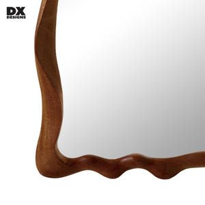 Specchio a figura intera in teak stile Mid-Century Modern DX Designs - Specchio da parete in legno con mensola portaoggetti per ingresso e camera da letto - Product Image 3